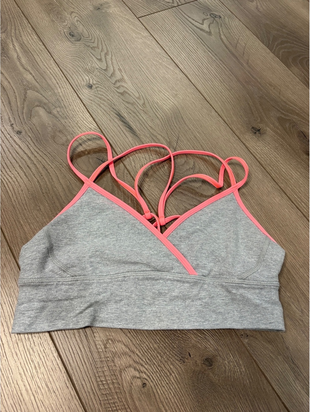 Lululemon gray and pink strappy sports bra size 8